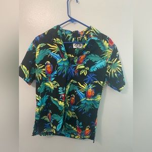 Mens Black Floral Bird GoHawaii Tropical Medium Shirt Size 100% Cotton